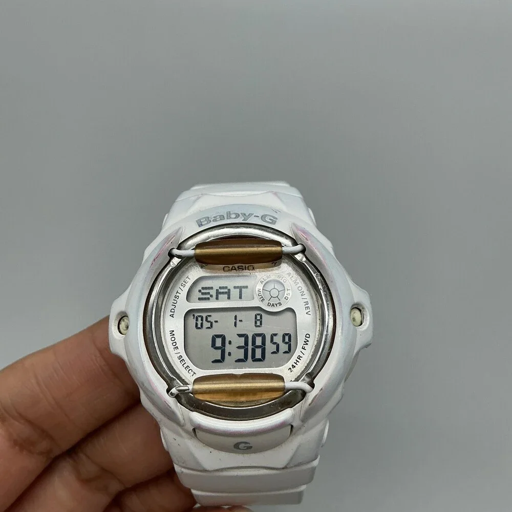 Casio Baby-G BG-169R Womens Watch 43mm White Digital Resin Alarm New Battery
